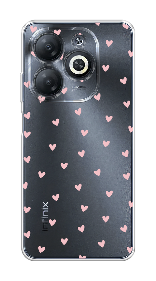 

Чехол на Infinix Smart 8 "Розовые сердечки паттерн", Розовый;прозрачный, 3105150-1