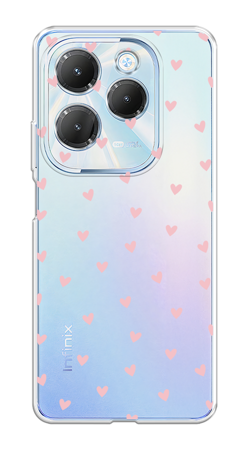 

Чехол на Infinix Hot 40 Pro "Розовые сердечки паттерн", Розовый;прозрачный, 3105350-1