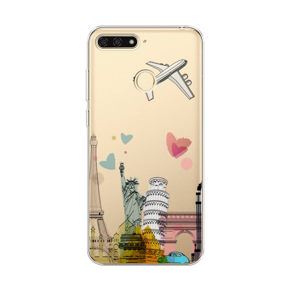 

Чехол Awog на Honor 7C "Самолет путешествий", Желтый, 64550-10