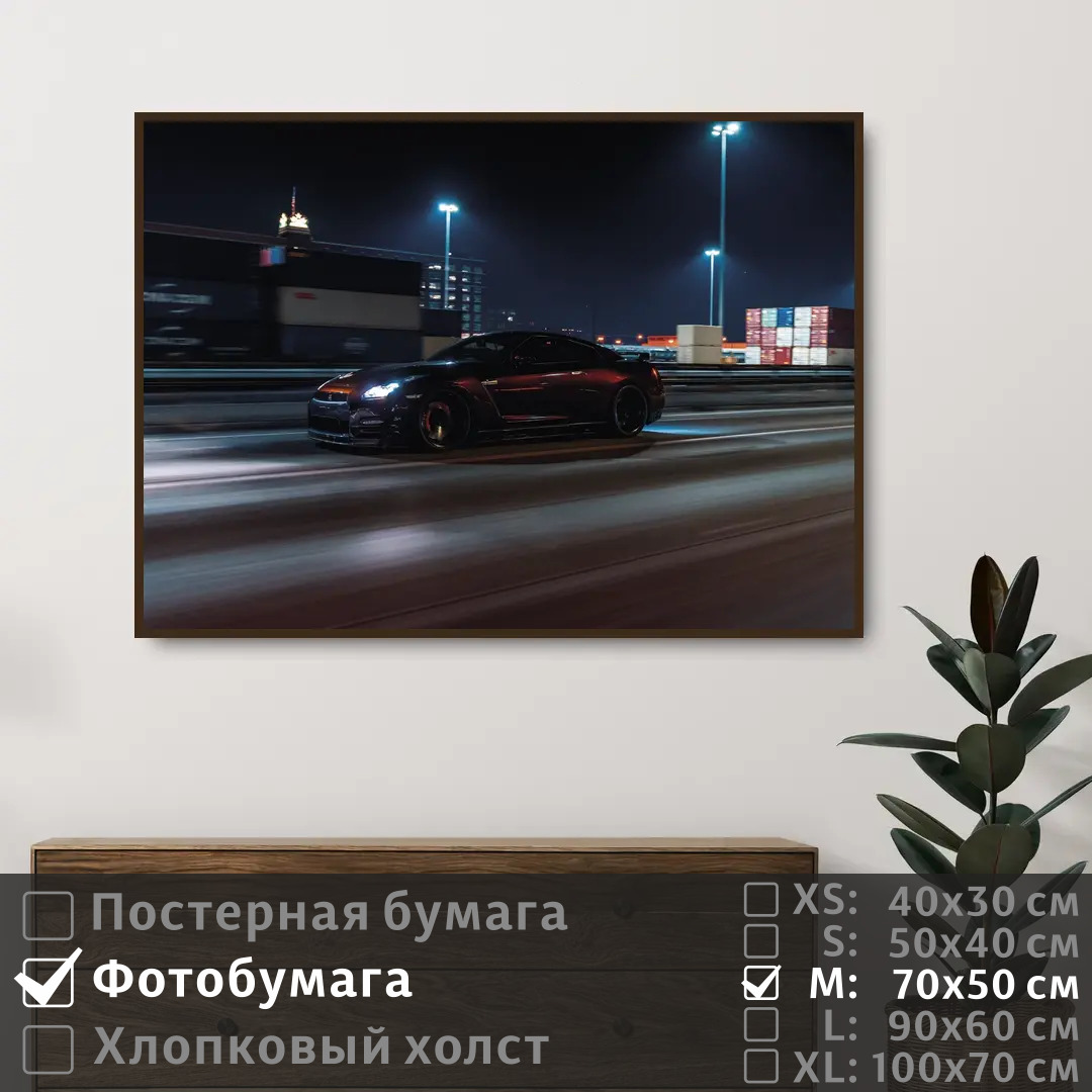 

Постер на фотобумаге ПолиЦентр Ниссан на скорости в движении 70х50 см, НиссанНаСкоростиВДвижении