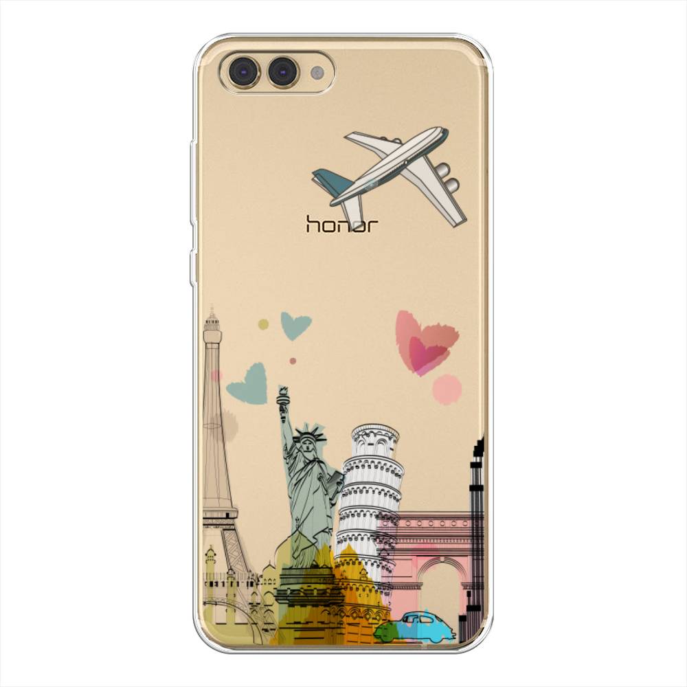 

Чехол Awog на Honor V10 (View 10) "Самолет путешествий", Желтый, 65150-10