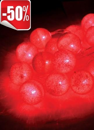 Световая гирлянда новогодняя КОСМОС Пушистые шарики KOCNL_EL150 3,4 м красный