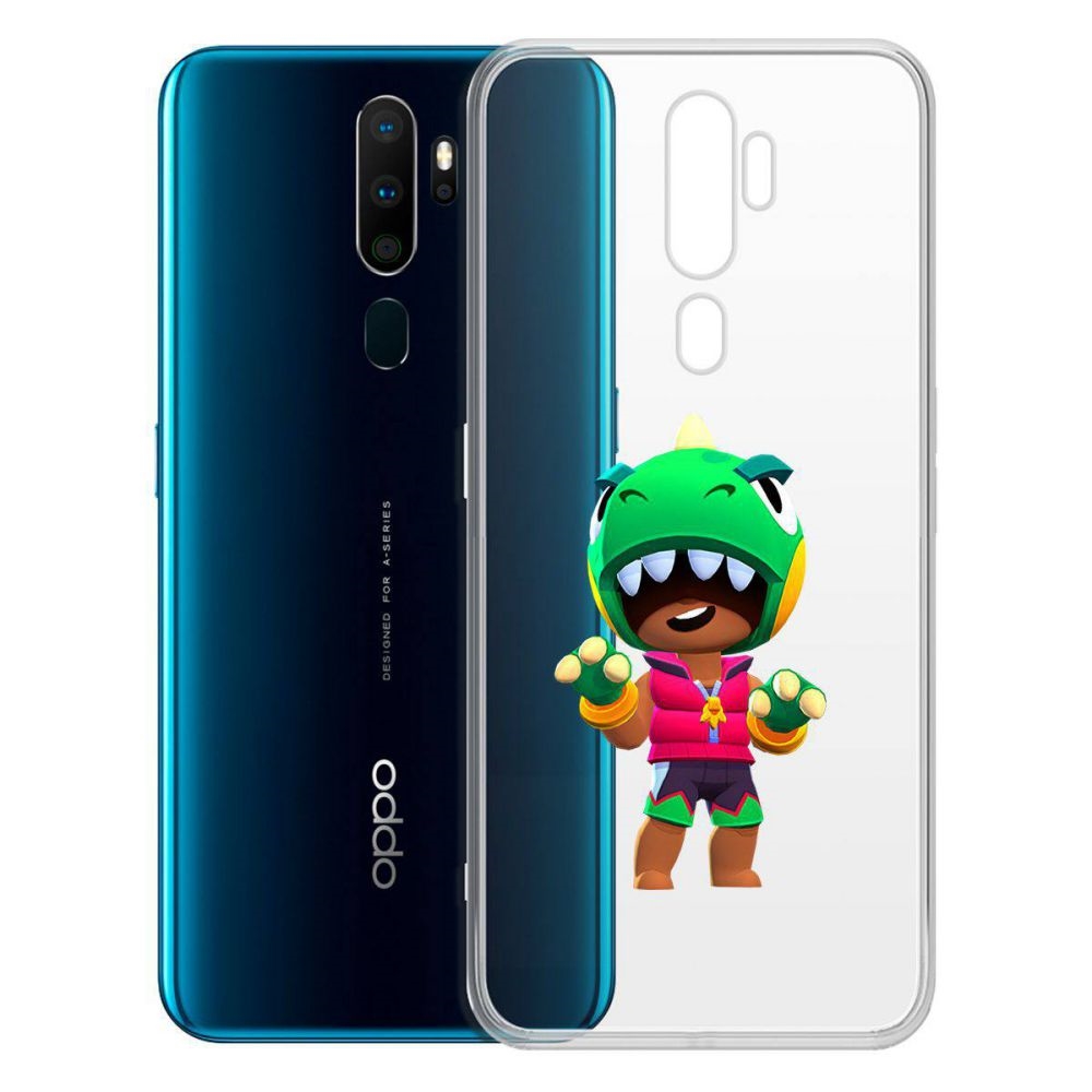 

Чехол-накладка Brawl Stars-Дино Леон для Oppo A5 (2020)/A9 (2020), Прозрачный