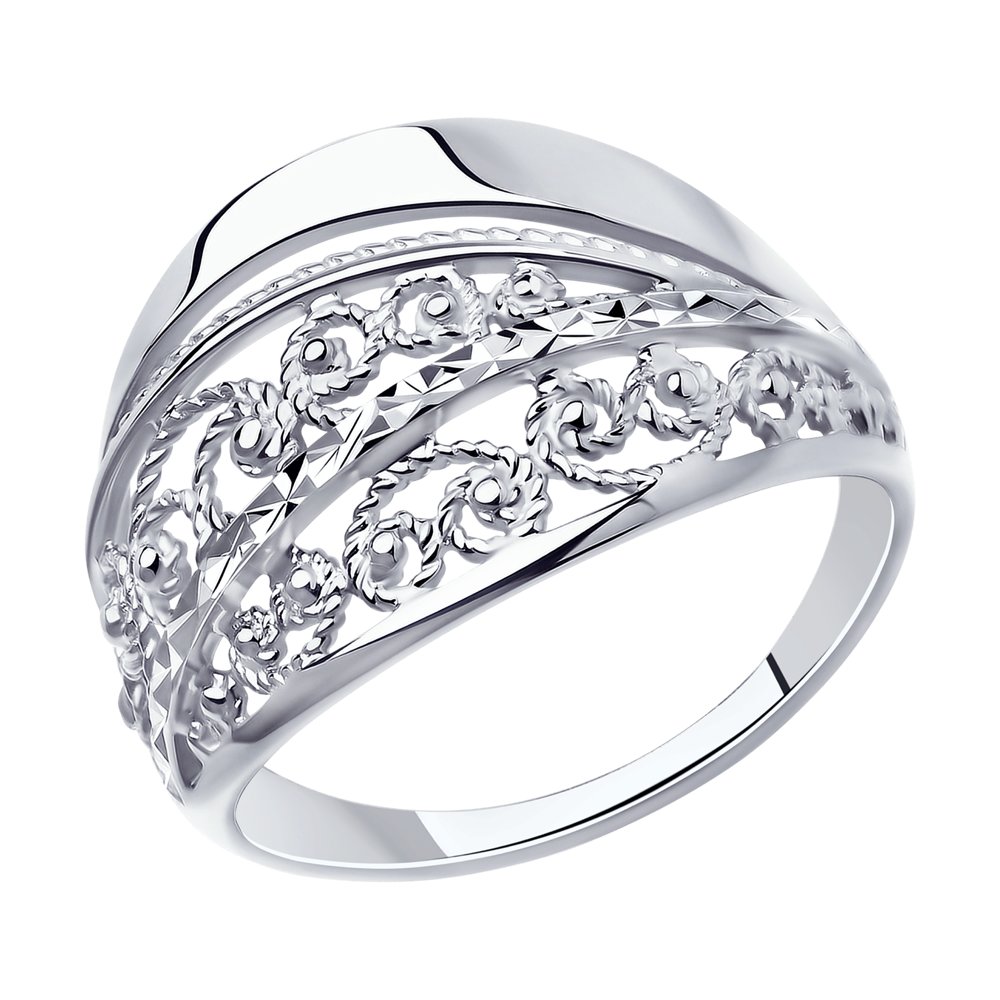 Серебряное кольцо с 18-каратным позолотой, украшенное бриллиантом, артикул 94-110-00638-1.