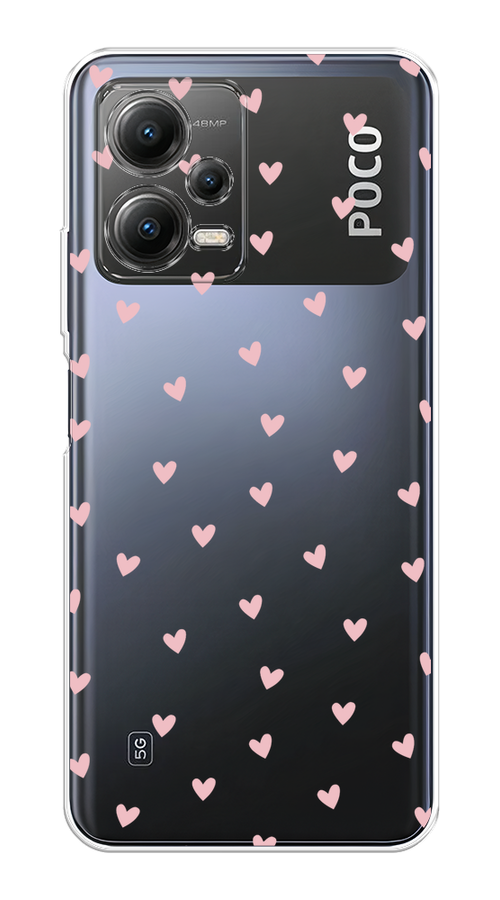 

Чехол на Xiaomi Poco X5 5G "Розовые сердечки паттерн", Розовый;прозрачный, 317950-1