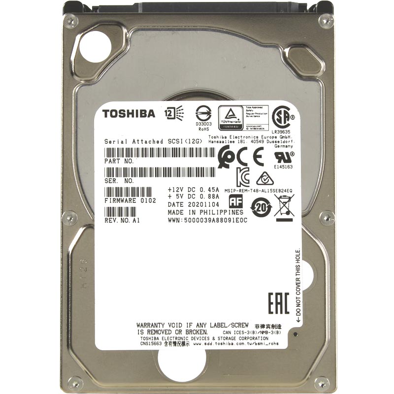 фото Жесткий диск infortrend toshiba enterprise 2.5" sas 12gb/s hdd, 1.2tb, 10000rpm, 1 in 1 pa