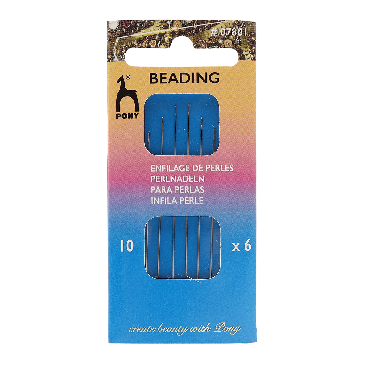 

Иглы для бисера № 10, ручные, с серебряным ушком, PONY Beading, 07801, 6 шт