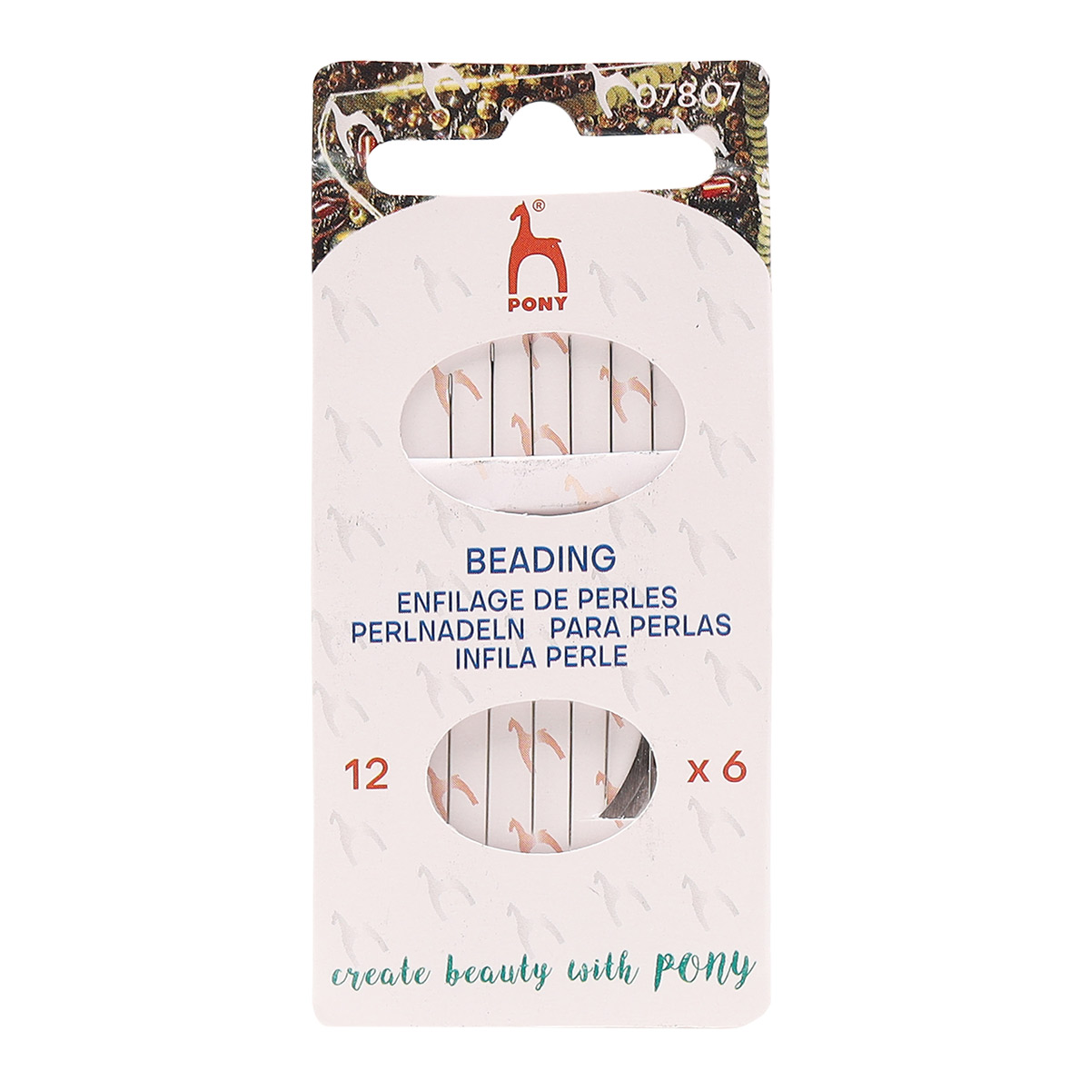 

Иглы для бисера № 12, ручные, с нитковдевателем, PONY Beading, 07807, 6 шт
