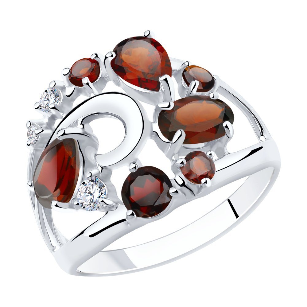 

Кольцо из серебра с гранатами и фианитами р.17.5 Diamant 94-310-00463-2, 94-310-00463-2