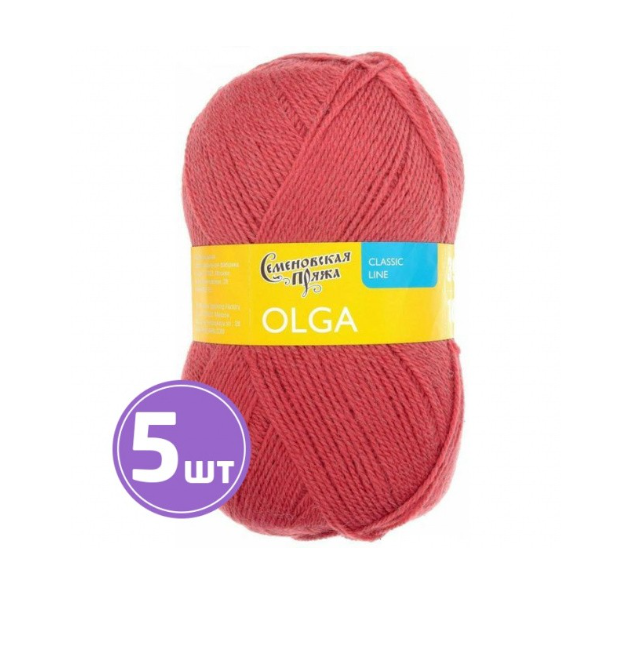 

Пряжа Семеновская Olga (70021), темный коралл 5 шт. по 100 г, Коралловый