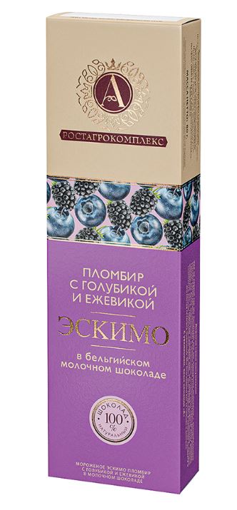 

Мороженое пломбир Ростагрокомплекс эскимо с голубикой и ежевикой БЗМЖ 80 г