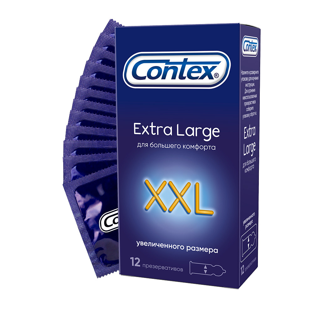 Купить Презервативы CONTEX Extra Large увеличенного размера 12 шт., прозрачный, латекс