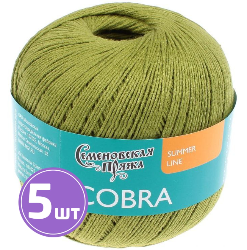 

Пряжа Семеновская Cobra (30010), фисташковый 5 шт. по 100 г, Зеленый