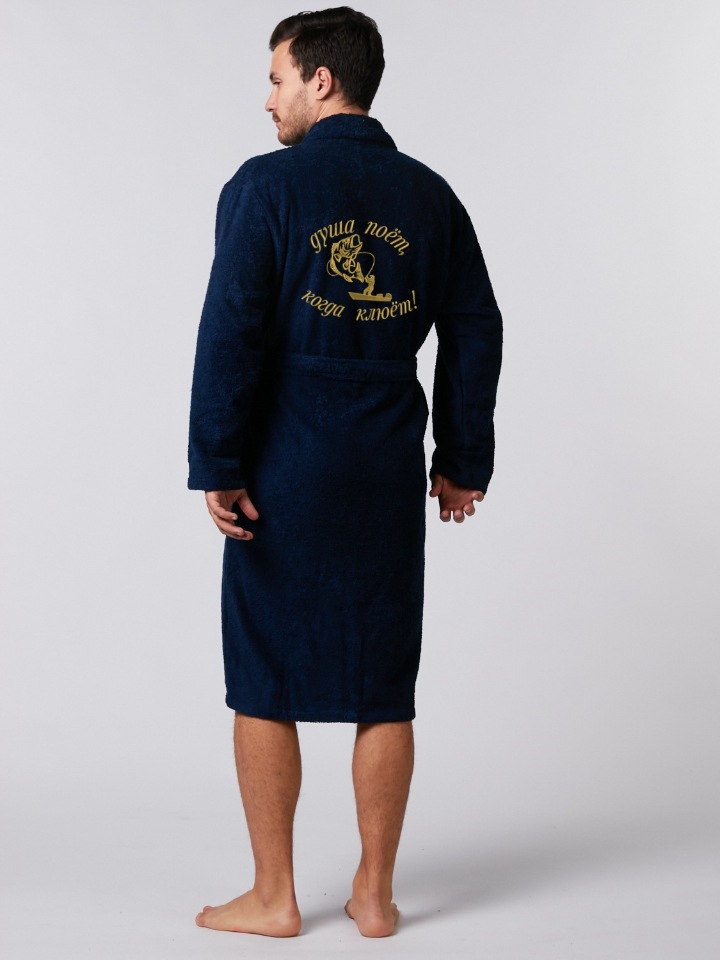 фото Халат мужской халат с вышивкой lux рыбак синий 46-48 ru