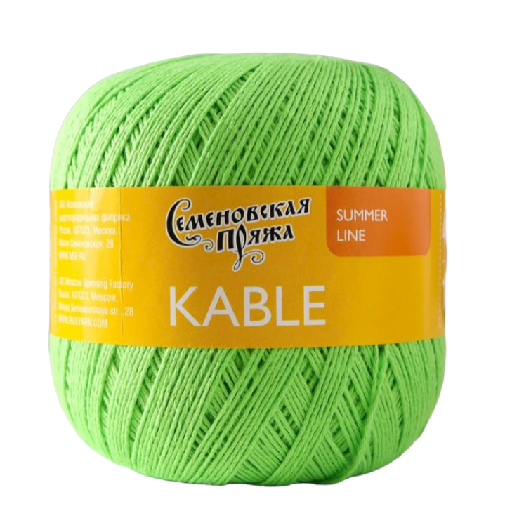 

Пряжа Семеновская Kable (31578), лайм 5 шт. по 100 г, Зеленый