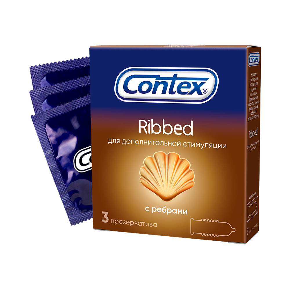 Купить Презервативы CONTEX Ribbed с ребрами 3 шт., прозрачный, латекс