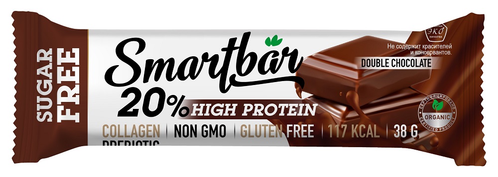 Батончик Smartbar Protein Двойной шоколад в молочной глазури, 38 г