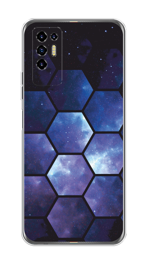

Чехол на Tecno Pova 2 "Соты космос", Черный;фиолетовый, 300550-1