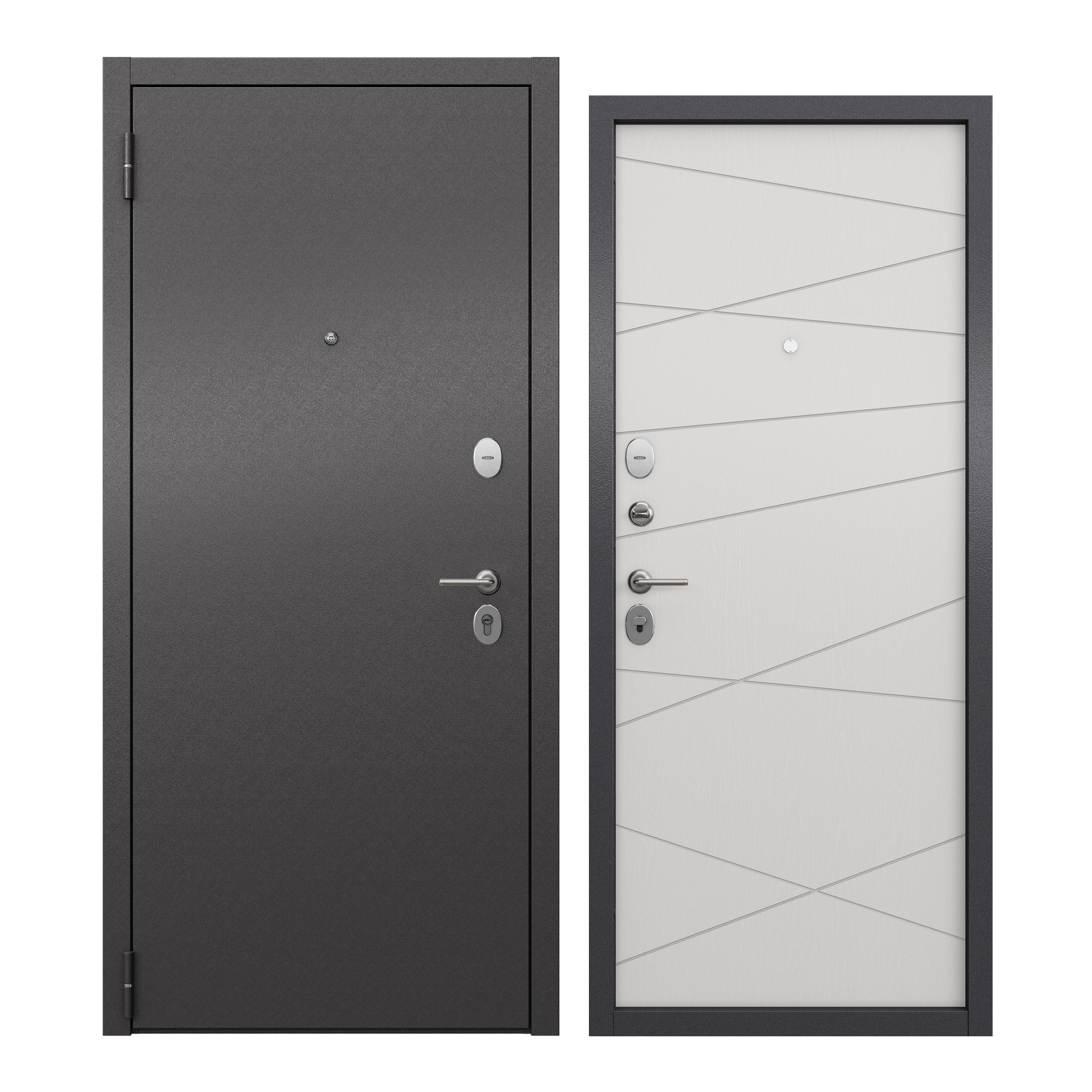 фото Дверь входная для квартиры proline металлическая apartment x 860х2050, левая, серый/белый