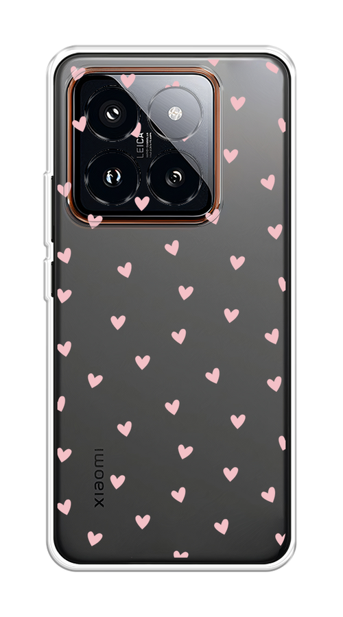 

Чехол на Xiaomi 14 Pro "Розовые сердечки паттерн", Розовый;прозрачный, 320450-1