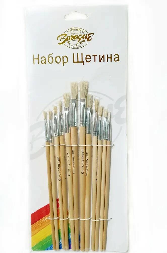 

Набор кистей Классика, щетина 12 шт.: плоские № 1,2,3,4,5,6,7,8,9,10,11, 12