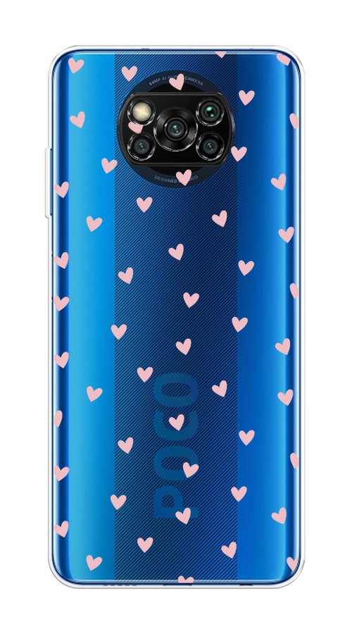 

Чехол на Xiaomi Poco X3/Poco X3 Pro "Розовые сердечки паттерн", Розовый;прозрачный, 39250-1
