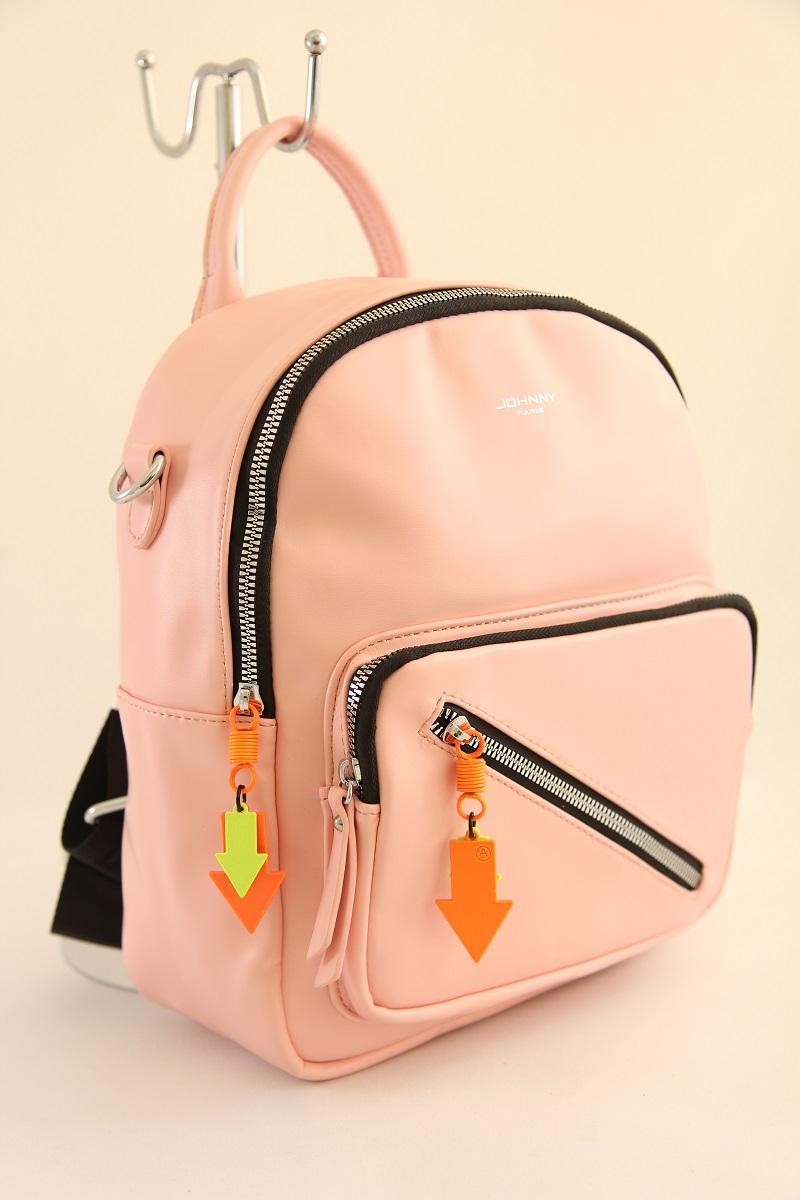 Рюкзак женский Johnny 9066 ярко-розовый/оранжевый, 29х4х25 см