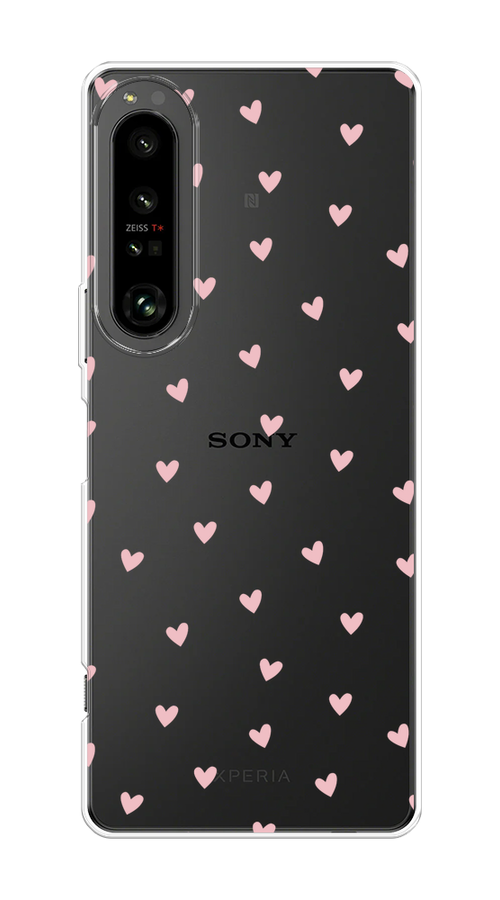 

Чехол на Sony Xperia 1 IV "Розовые сердечки паттерн", Розовый;прозрачный, 55150-1