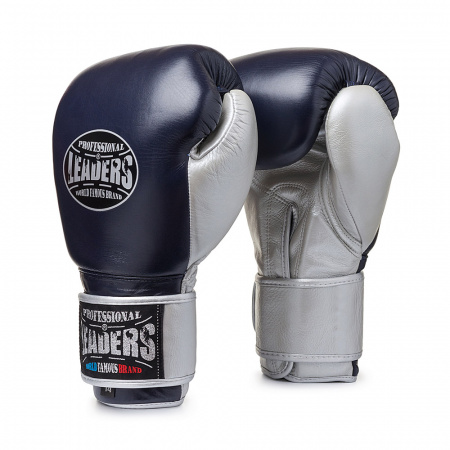Перчатки боксерские для спаррингов LEADERS ULTRA Series , синий-серый, 18oz