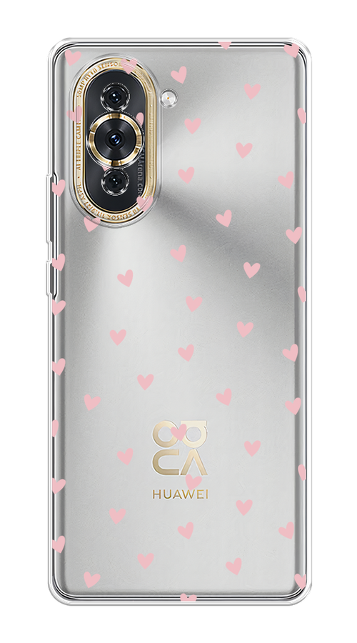 

Чехол на Huawei Nova 10 "Розовые сердечки паттерн", Розовый;прозрачный, 6108950-1