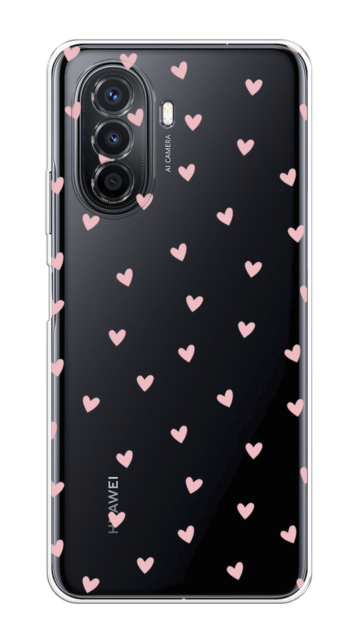

Чехол на Huawei Nova Y70 "Розовые сердечки паттерн", Розовый;прозрачный, 6109150-1