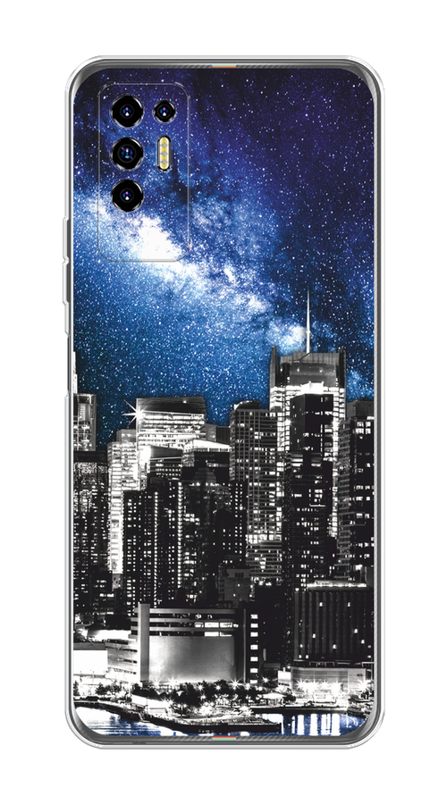 

Чехол на Tecno Pova 2 "Космический Нью-Йорк", Синий;серый, 300550-1