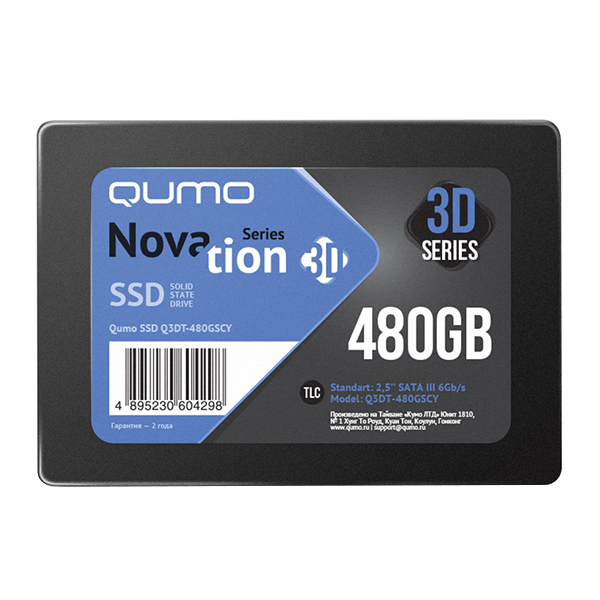 

SSD накопитель QUMO Novation 3D 2.5" 480 ГБ (Q3DT-480GSСY), Novation 3D