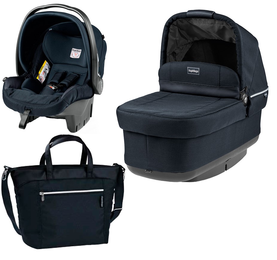 фото Peg perego set pop up luxe bluenight синий (короб, автокресло, сумка) peg-perego