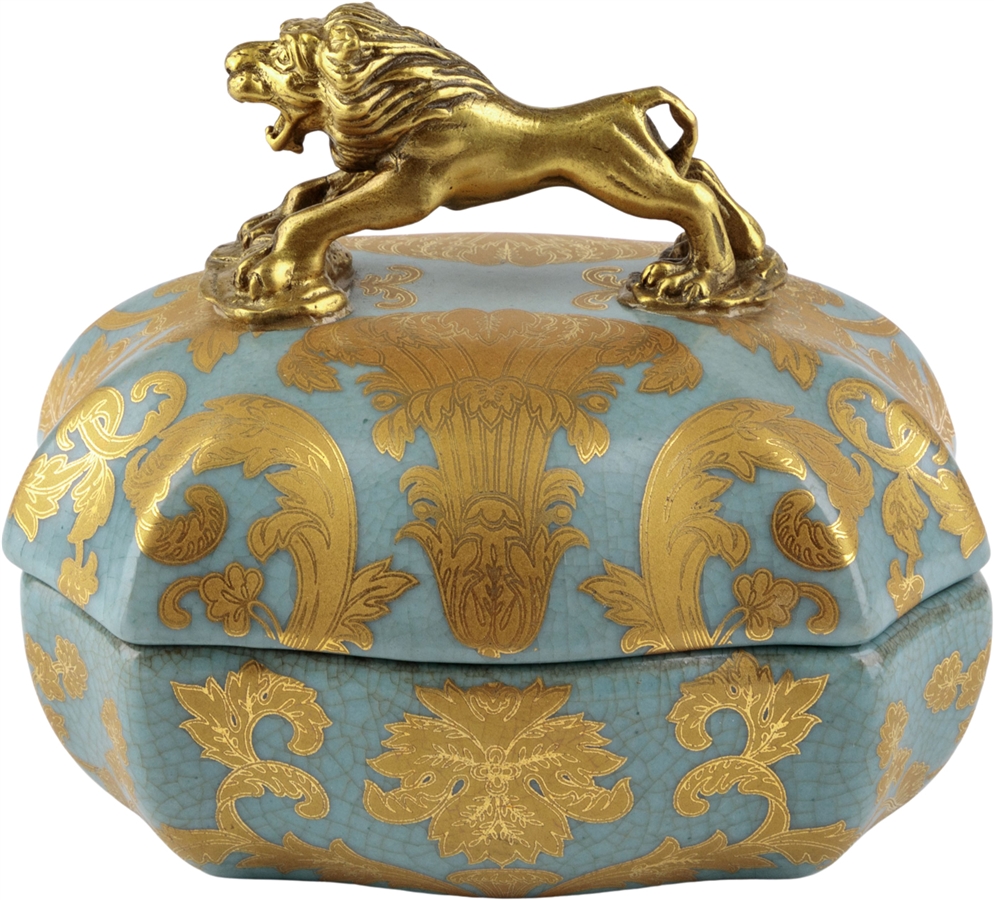 фото Шкатулка со львом 12x12x10см glasar 31g2236/b1229ehc/nb4199