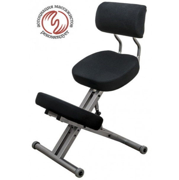 фото Smartstool km01bм металлический коленный стул со спинкой чёрный