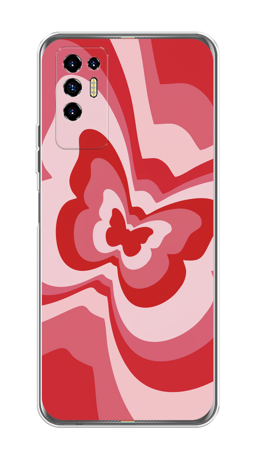 

Чехол на Tecno Pova 2 "Бабочка в стиле хиппи", Красный;розовый, 300550-1