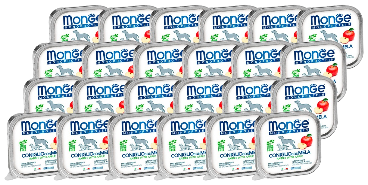 

Консервы для собак Monge Dog Monoprotein Fruits кролик с яблоком, 24 шт по 150 г