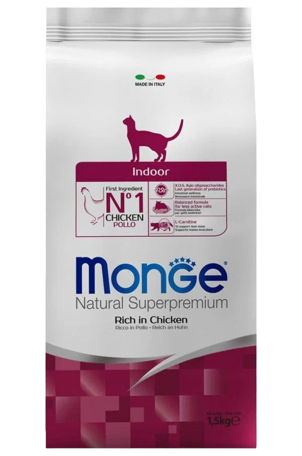 

Сухой корм для кошек Monge Indoor курица 2 шт по 400 г