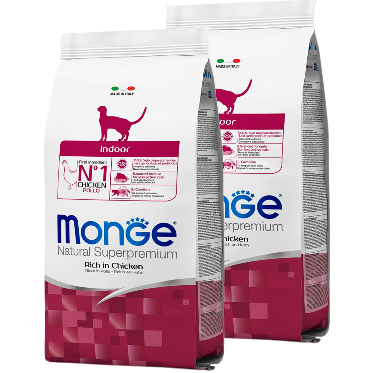

Сухой корм для кошек Monge Indoor Chicken с курицей, 2 шт по 1,5 кг