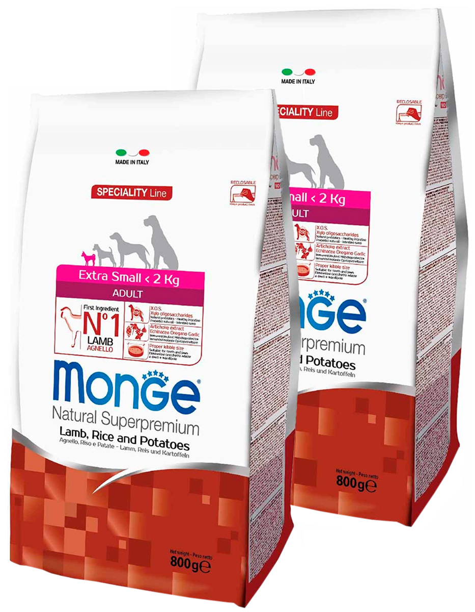 

MONGE MONGE SPECIALITY DOG EXTRA SMALL ADULT LAMB для взрослых собак маленьких пород с ягн