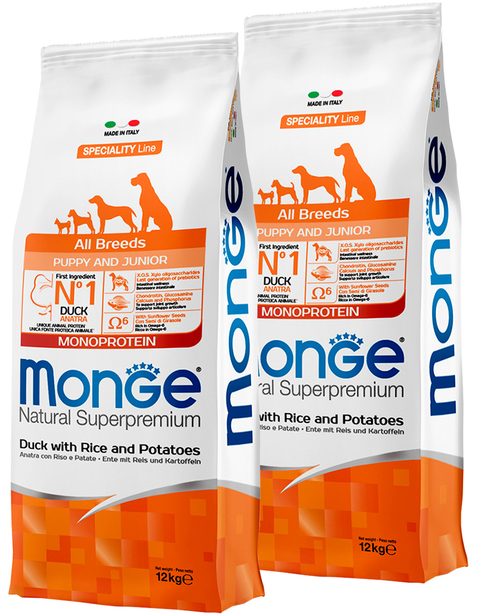 

MONGE MONGE SPECIALITY MONOPROTEIN PUPPY & JUNIOR DUCK монобелковый для щенков всех пород