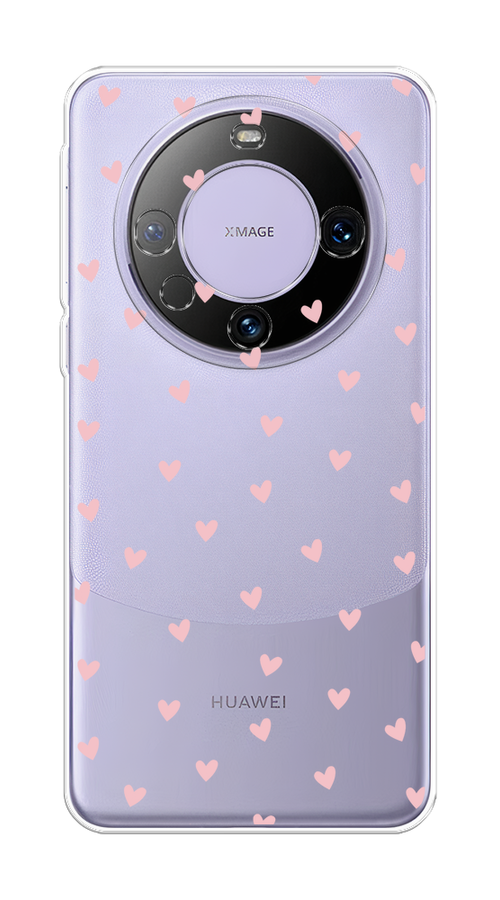 

Чехол на Huawei Mate 60 Pro "Розовые сердечки паттерн", Розовый;прозрачный, 6122250-1
