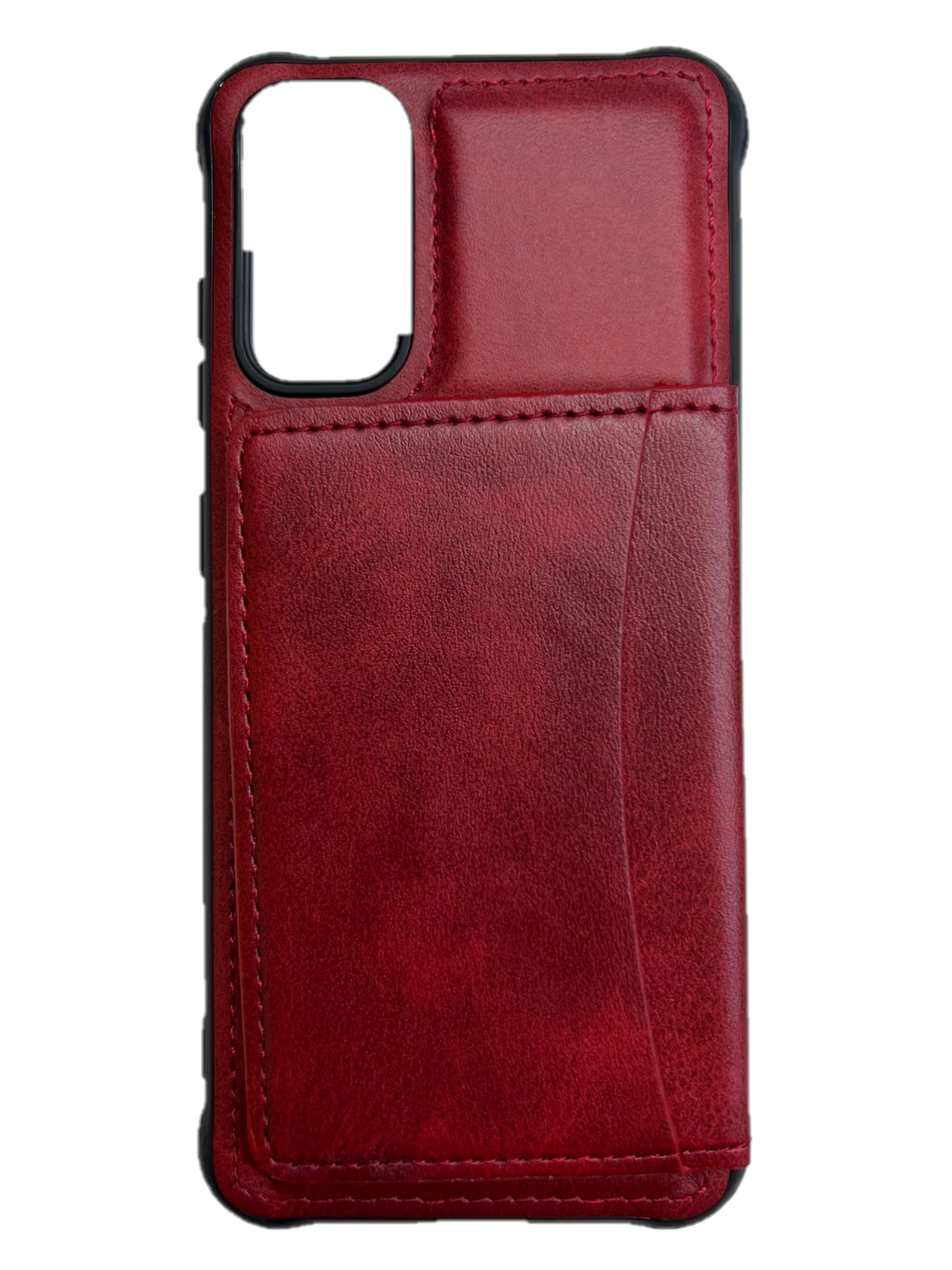 Кожаный чехол-накладка с карманом под карточки для Samsung G986 Galaxy S20 красный