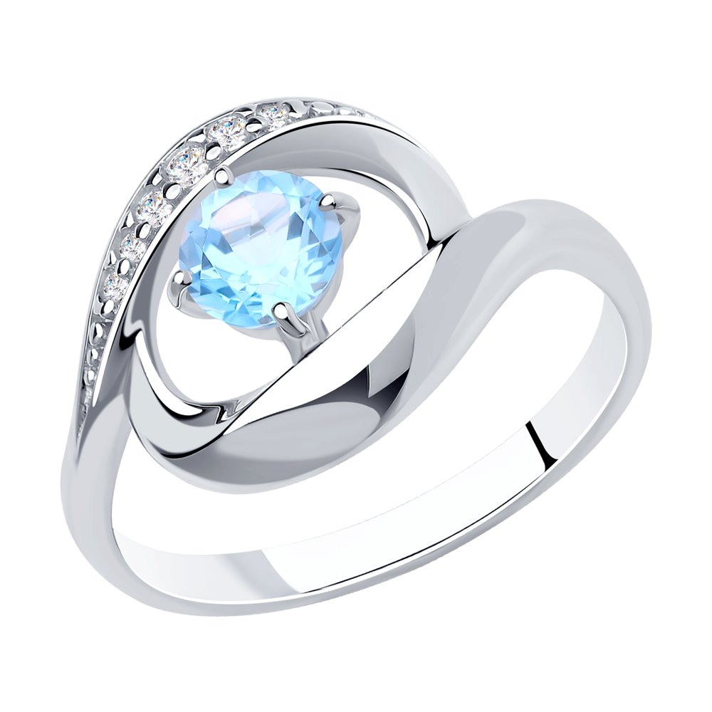 Кольцо из серебра с топазом и фианитами р.18.5 Diamant 94-310-00695-1