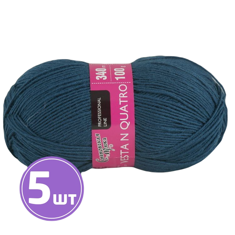 

Пряжа Семеновская Vesta N quatro (67297), гроза 5 шт. по 100 г, Синий
