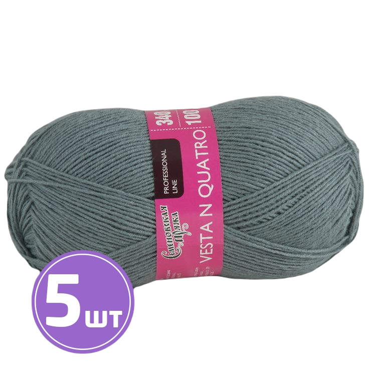 

Пряжа Семеновская Vesta N quatro (60056), стальной 5 шт. по 100 г
