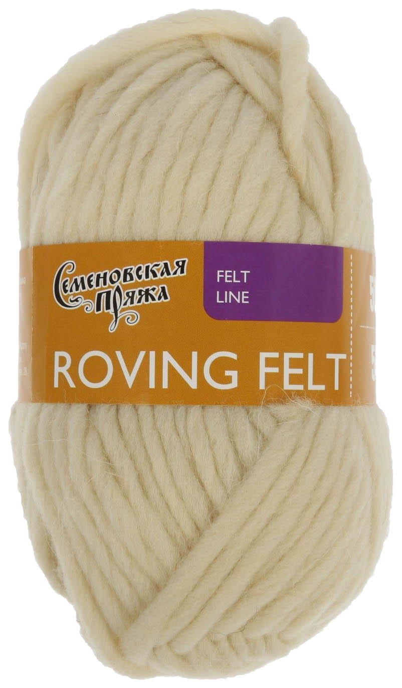 

Пряжа Семеновская Roving felt (25), суровый 5 шт. по 50 г, Бежевый