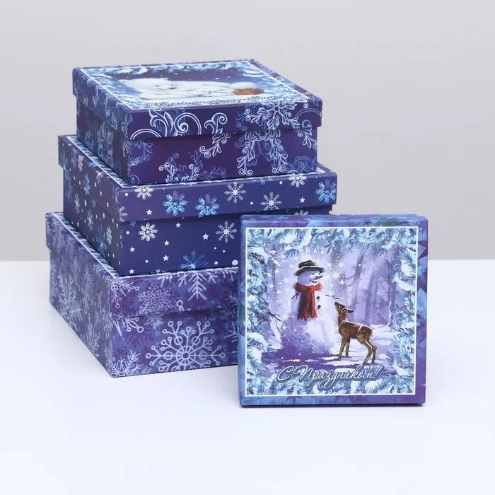 

Набор коробок 4 в 1 "Новогодний секрет", 20 х 20 х 8 см- 14 х 14 х 5 см, Разноцветный
