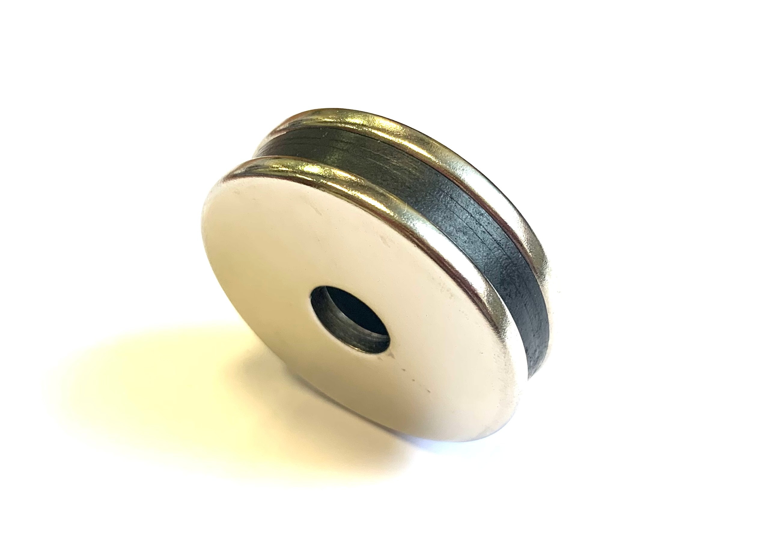 Неодимовый магнит 40х10.1х3.5 мм, - 2 шт. N33SH, никель, кольцо MagElem ME02842